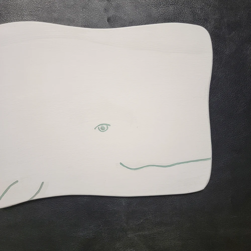 Hand Painted Wood Whale Decor